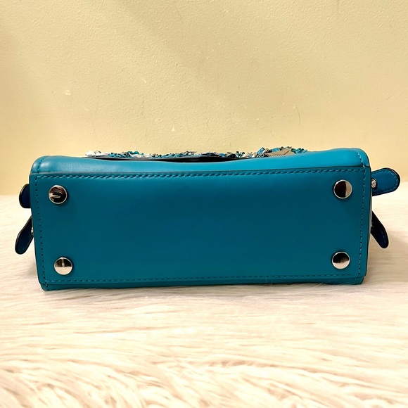 RARE Michael Kors Floral Sequined Leather Satchel - Picture 7 of 10